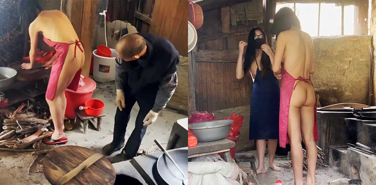 户外露出主播 Cikai Moon 和闺蜜下乡送温暖 全裸披薄纱围裙为老人做饭 巨乳翘臀全露 勾引大爷视奸！