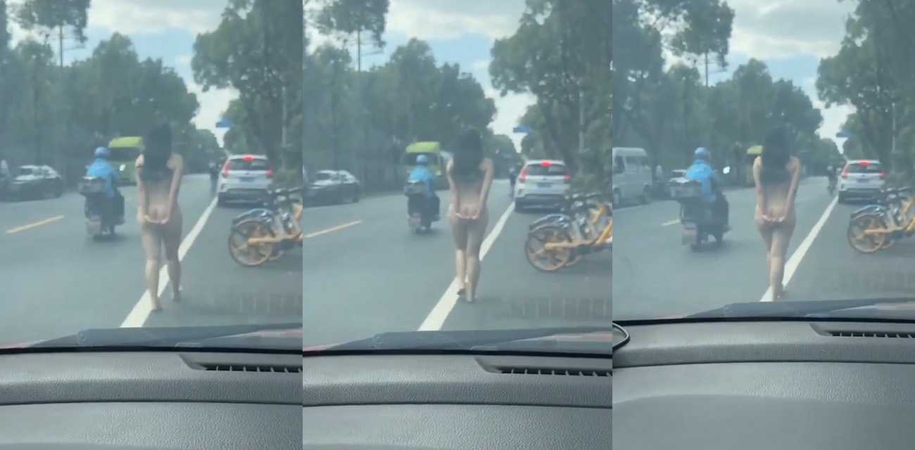 偷拍国庆期间裸女出街 疑似主人的任务 肥臀美女当街全裸 虽然玩的挺疯的 但身材的确不错